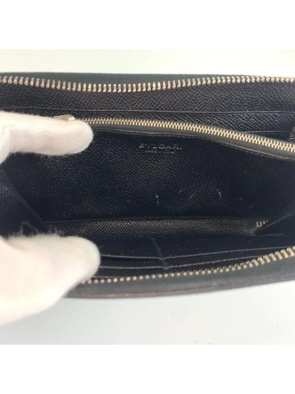 Bvlgari Black Silver Leather Wallet